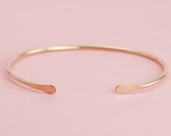 Solid Gold Cuff Bracelet, 10K Gold Bangle, Solid 10K Bracelet, Unique Gift For Her, 2mm Minimalist Bracelet, Ethical Jewelry, Mother Gift