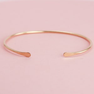 Solid Gold Cuff Bracelet, 10K Gold Bangle, Solid 10K Bracelet, Unique Gift For Her, 2mm Minimalist Bracelet, Ethical Jewelry, Mother Gift
