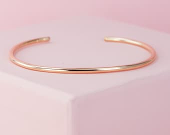 14k Gold Fill Cuff Bracelet, Shiny Gold Stacking Bangle, Mothers Day Gifts, Simple Gold Layering Bracelets, 14k Gold Fill Thin Stacking Cuff