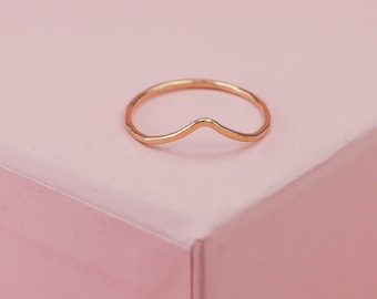 Mini Hammered Chevron Bands in Silver, Gold, or Rose Gold Filled, Hammered Pointed Stacking Ring, Midi Ring
