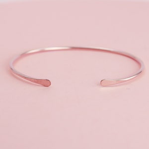 14K Rose Gold Fill Cuff Bracelet, 14K Rose Gold Fill Bangle For Women, Unique Hammered Cuff, Minimalist Stacking Bangle, Mothers Day Gifts image 2