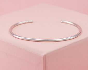 Silver Cuff Bracelet, Sterling Silver Brushed Bracelet, Matte Silver Bangle, Fashion Gift, Stacking Bracelets For Women, Thin Cuff Bracelet