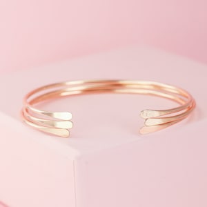 14K Gold Filled Cuff Bracelet Set of 3, Thin Gold Bangle, Boho Stacking Bracelets, 2mm Layering Cuffs In 14k Gold Fill, Minimalist Jewelry