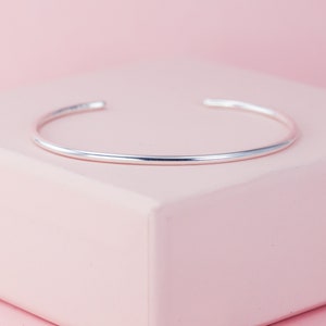 Silver Cuff Bracelet, Minimalist Thin Cuff, Sterling Silver Jewelry, Shiny or Matte Cuff Bracelet, Unique Holiday Gift, 2mm Stacking Bangle