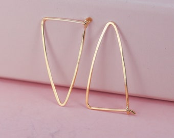 Mini Dagger Hoops in Gold Fill, Rose Gold Fill and Sterling Silver, Small Flag Shaped Hoops, approx 1"