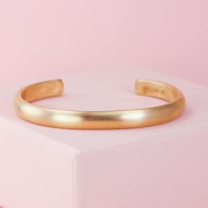 14K Gold Filled Matte Cuff Bracelet, Stacking Bangle, 6.5mm Custom Size Cuff Bracelet, Unique 14K Gold Fill Bangle, Graduation Gift Idea