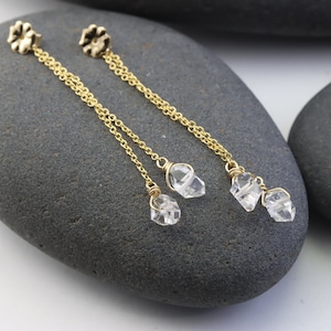 Dangle Earring Jackets With Herkimer Diamonds Or Simple Drops In Sterling Silver Or Gold Filled, Front Back Earrings, 2" Adjustable Dangles