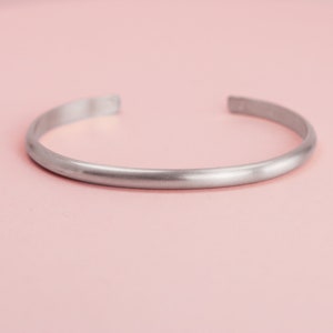Brushed Silver Bracelet, Sterling Silver Bangle, Matte Silver Bracelet, Sterling Cuff, Minimalist Bracelet, Shiny Bangle, 4mm Wide Cuff