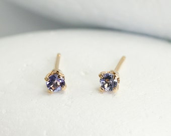 Stud Tanzanite Earrings in Solid 14K Gold, Tanzanite Jewelry, Gift For Her, Gemstone Earrings, Genuine Tanzanite Earrings, Anniversary Gift