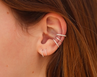 14K Gold Filled Stacking Ear Cuffs: Sterling Silver Set of 3