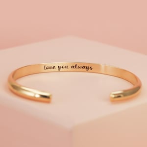 14K Yellow Gold Fill Engraved Cuff, 14k Yellow Gold Fill Bangle, Graduation Gifts, Personalized Jewelry, Wide Cuff, 4mm Wide Stacking Bangle