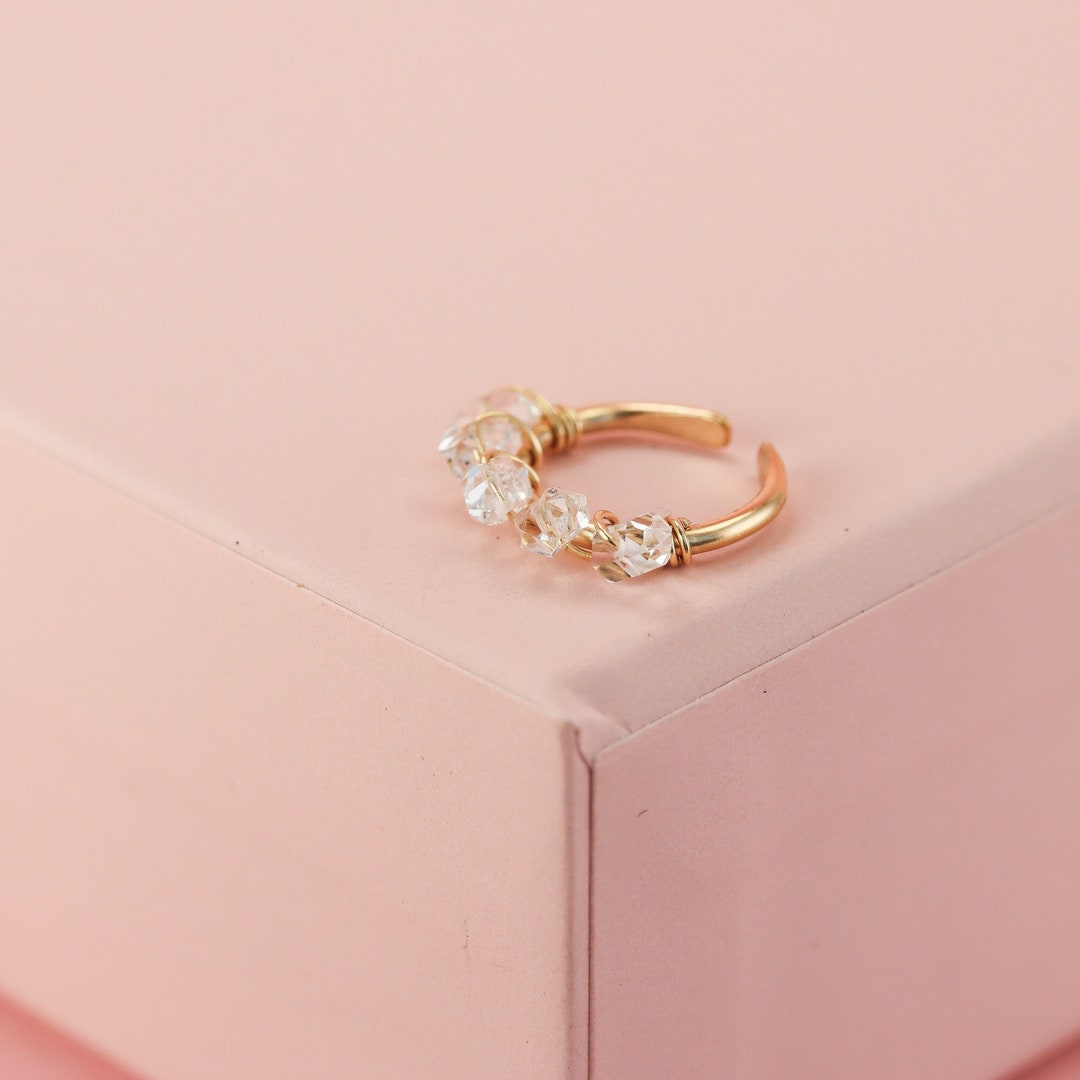 Herkimer Diamond Ear Cuff, 14K Gold Filled Ear Cuff, Crystal Cuff