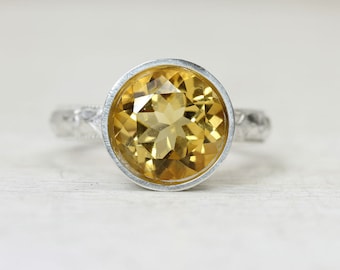 Grande bague citrine en argent sterling, disponible en grenat et en iolite, bague empilable de taille personnalisée