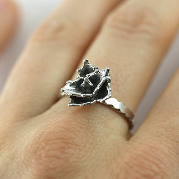 Agave Ring, Succulent Ring Custom Cast in Solid Sterling Silver, Silver Agave Cactus Ring