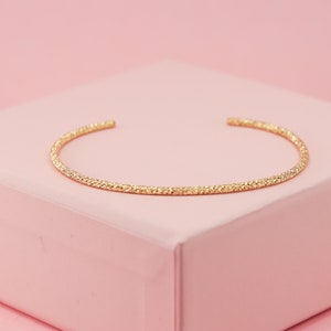 Gold Filled Cuff Bracelet, 2mm Sparkly Gold Bracelet, Stardust Cuff, Textured Bracelet, Prom Jewelry, Minimalist Cuff, Sparkle Cuff For Her