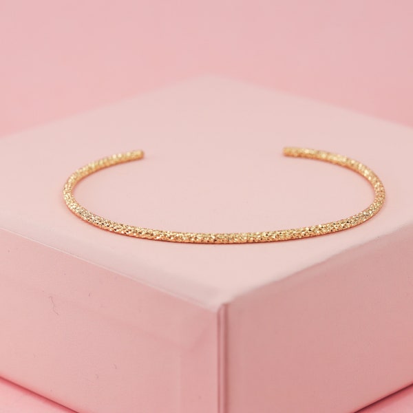 Gold Filled Cuff Bracelet, Sparkly Gold Bracelet, Stardust Cuff, Textured Bracelet, Prom Jewelry, Minimalist Cuff, Sparkle Cuff For Her
