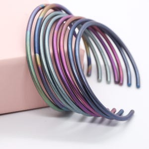Titanium Bracelet cuff - Thin 2.4 mm cuff, Colorful Bangle