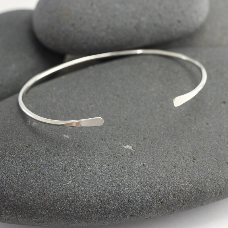 Smooth Solid White Gold Bangle 14K White Gold Cuff Bracelet Etsy