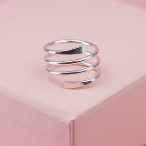Smooth Coiled Gold Spiral Ring in Sterling Silver or Yellow or Rose Gold Fill, Knuckle Ring, Adjustable Ring