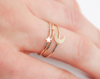 Dainty Star Charm Ring – Minimalist Celestial Ring in 14k Gold Filled