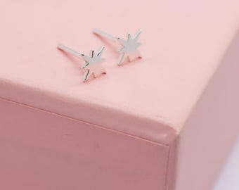 Eight‑Point Pole Star Stud Earrings – Celestial Minimalist Earrings in Sterling Silver