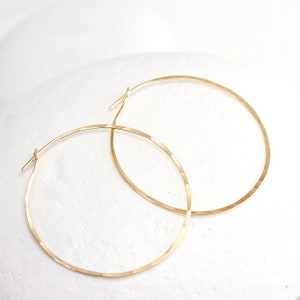 Large Gold Hoop Earrings Hammered in Solid 14K or Gold Fill - Etsy