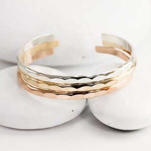 Wide Hammered Gold Cuff Yellow Gold Fill Hammered Stacking - Etsy