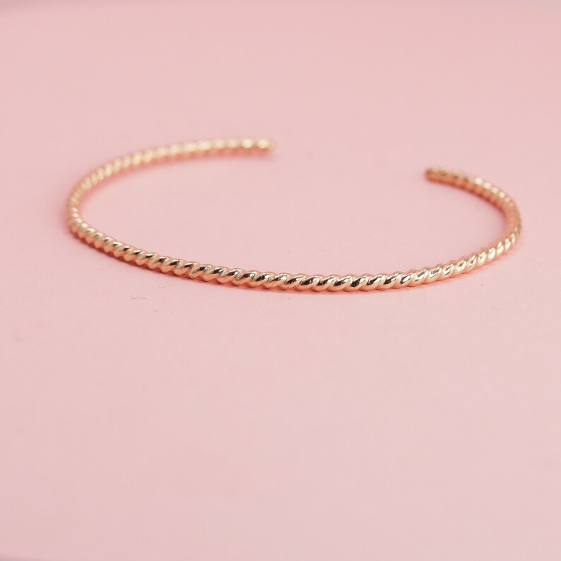 Twisted Gold Filled Cuff Bracelet, Dainty Cuff Bangle, Gold Filled Twist Bangle, Mothers Day Gifts, Minimalist Jewelry, Recycled Bracelet image 5