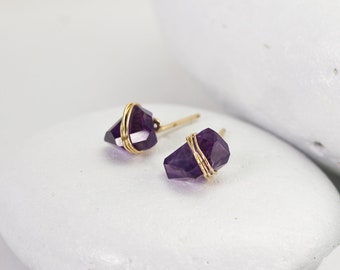 Amethyst Crystal Stud Earrings