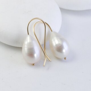 Huge Tomato Orecchini A Goccia Con Perle Barocche Bianco Reale 15-18 Mm – Gioielli In Argento E Oro 14k, Regalo Matrimonio