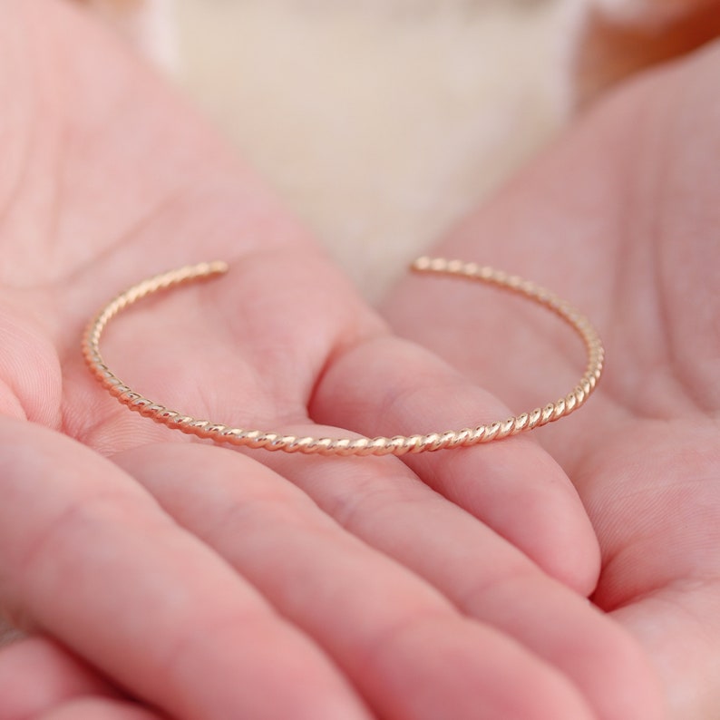 Twisted Gold Filled Cuff Bracelet, Dainty Cuff Bangle, Gold Filled Twist Bangle, Mothers Day Gifts, Minimalist Jewelry, Recycled Bracelet image 10