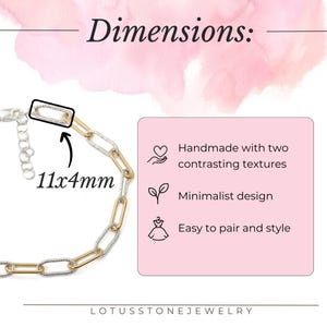 Armband i blandad metall eller massivt sterling zirkon, armband i två färger i guld och silver, armband med grov gemkedja, examenspresenter bild 10