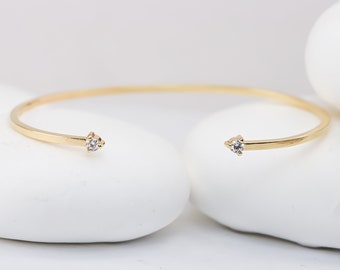 Diamond Cuff Bracelet, Solid Gold Cuff Bracelet with 3mm Brilliant & Rose Cut Diamonds, White, Black, Salt and Pepper, Custom Bridal Gift