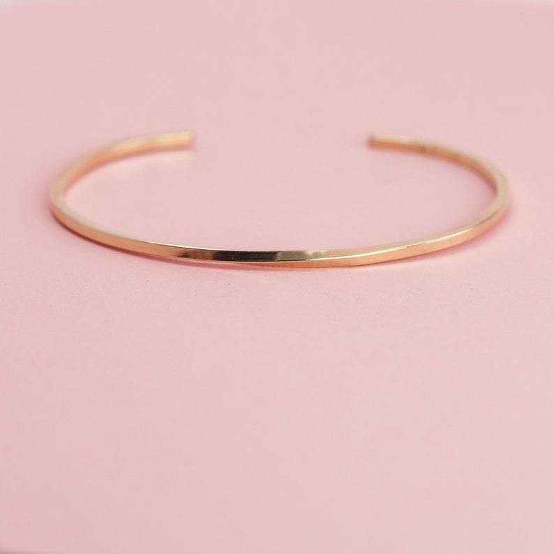 14K Solid Gold Square Cuff Bracelet, 14K Solid Gold Bangle, 14K Solid Gold Twisted Bracelet, Minimalist Jewelry,Handmade Friendship Bracelet image 3