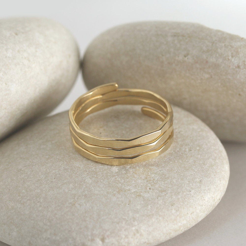 Gold Wrap Ring Hammered Stacking Ring yellow or rose gold | Etsy