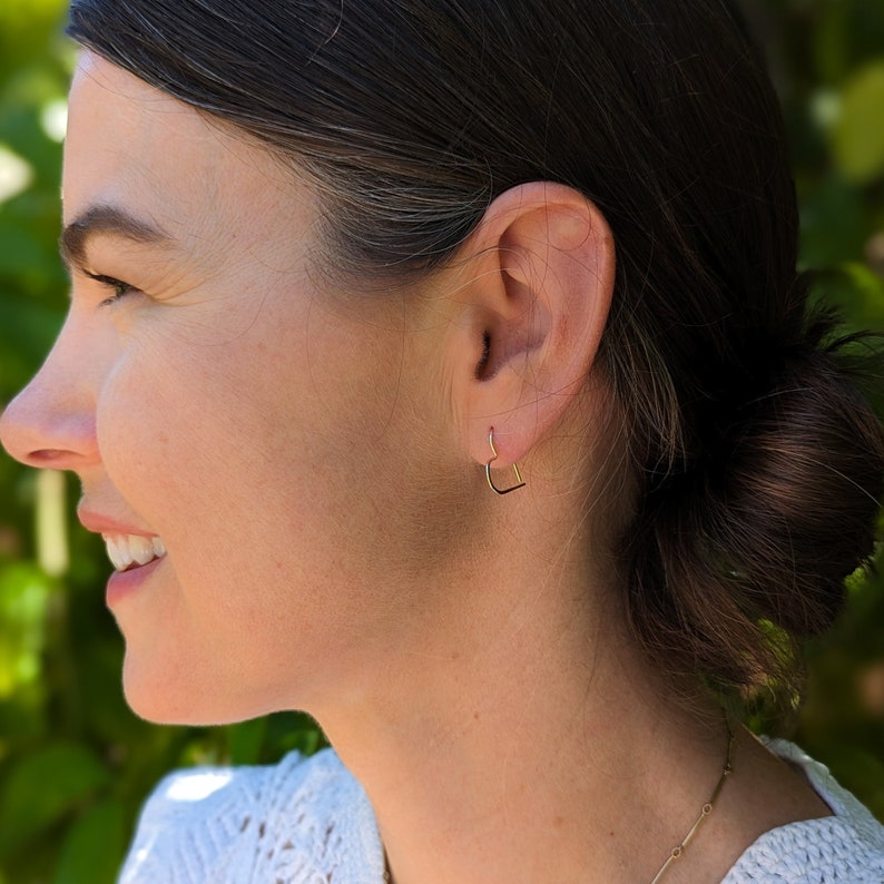 Women hoop heart earrings hammered in solid 14k yellow, rose and white gold or gold filled or sterling silver only image 6