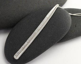 Cactus Spine Necklace in Sterling Silver, Long Silver Bar Necklace