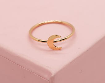 Crescent Moon Ring – Dainty Minimalist Lunar Ring in Sterling Silver or 14k Gold Filled