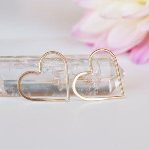 Women hoop heart earrings hammered in solid 14k yellow, rose and white gold or gold filled or sterling silver only image 9