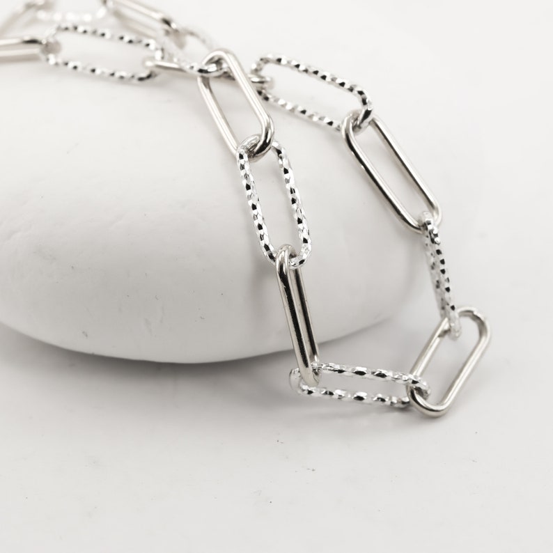 Armband i blandad metall eller massivt sterling zirkon, armband i två färger i guld och silver, armband med grov gemkedja, examenspresenter bild 3