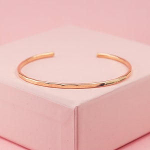 Hammered 14k Gold Fill Signature Cuff, Textured Stacking Bangle, 2mm Personalized Cuff Bangle, Minimalist Jewelry, Unique Graduation Gifts