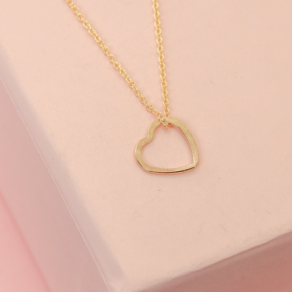 Herz-Halskette in 14K Gold Fill und Sterling Silber, Abschlussgeschenke, 1/2 "minimalistische Herz-Halskette, Liebeshalskette für sie, zierlicher Schmuck