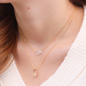 Mini Circle Herkimer Diamond Necklace in Gold, Crystal Layering Necklaces, Circle Minimalist Necklace image 6