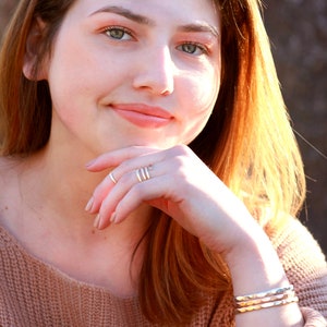 Wide Hammered Gold Cuff, Yellow Gold Fill Hammered Stacking Bracelet, Hammered Bangle by Lotus Stone Jewelry. Great as a gift for valentines day.