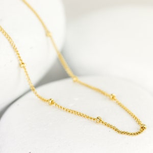 Dainty Beaded Satellite Necklace, Airy dot layering necklace, Light Simple Bridesmaid Gifts  Gold Filled, 16 or 18 In Chain