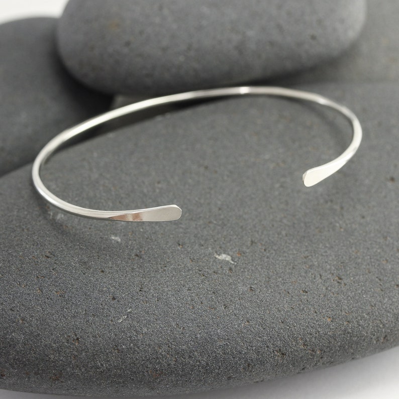 Smooth Silver Cuff Bracelet, Skinny Silver Bangle in your Custom Size, Layering Cuff 