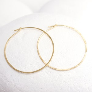 Large Gold Hoop Earrings Hammered in Solid 14K or Gold Fill - Etsy