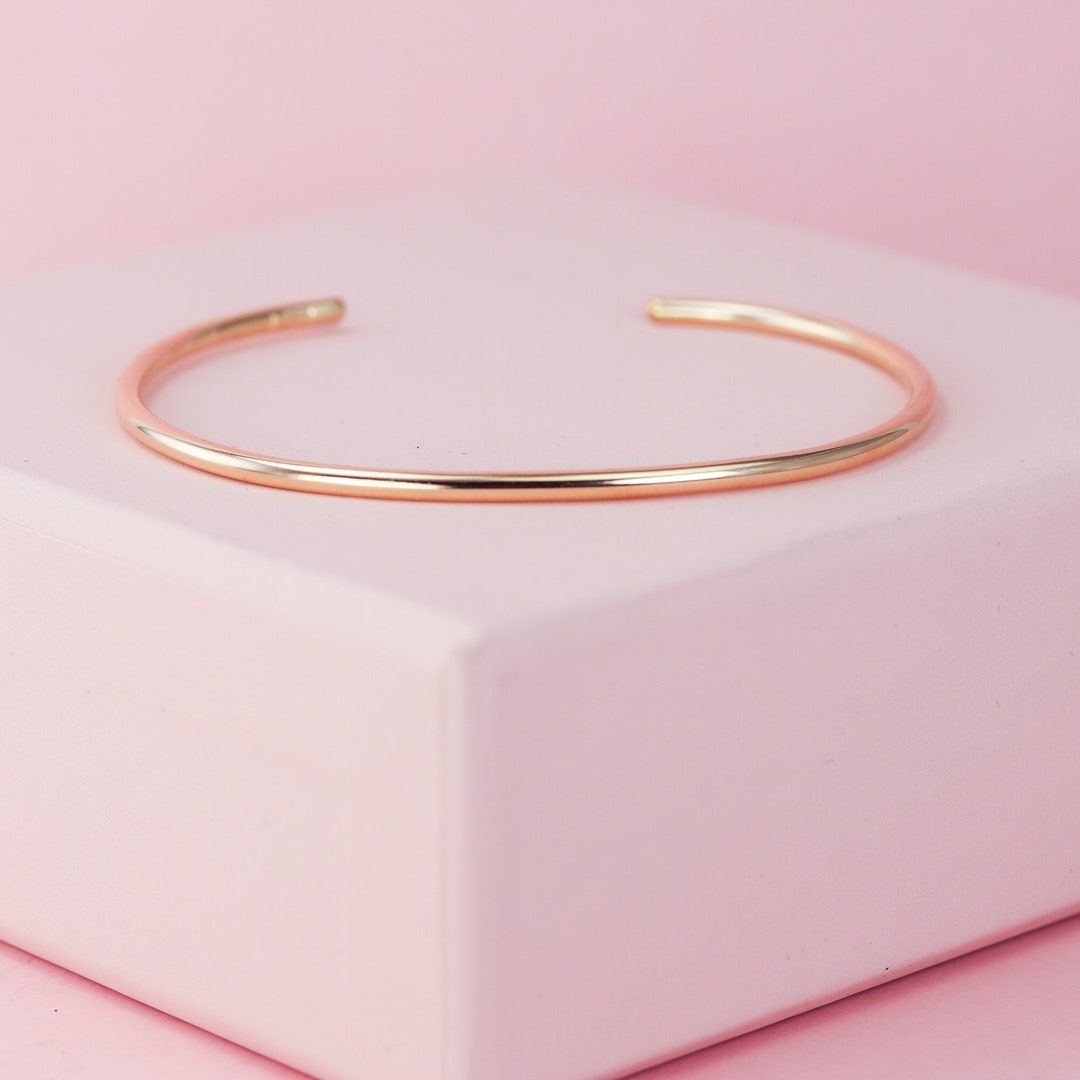 14k Gold Fill Cuff Bracelet, Shiny Gold Stacking Bangle, Graduation