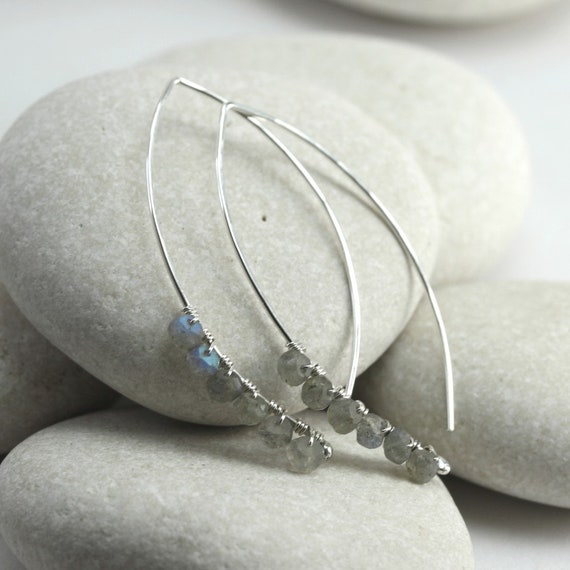 •LABRADORITE - PETAL• decorative bezel silver ring (size 6)