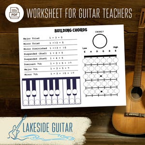 Building Chords | Guitar Lesson Aid for Teachers | Digital Download | Printable PDF